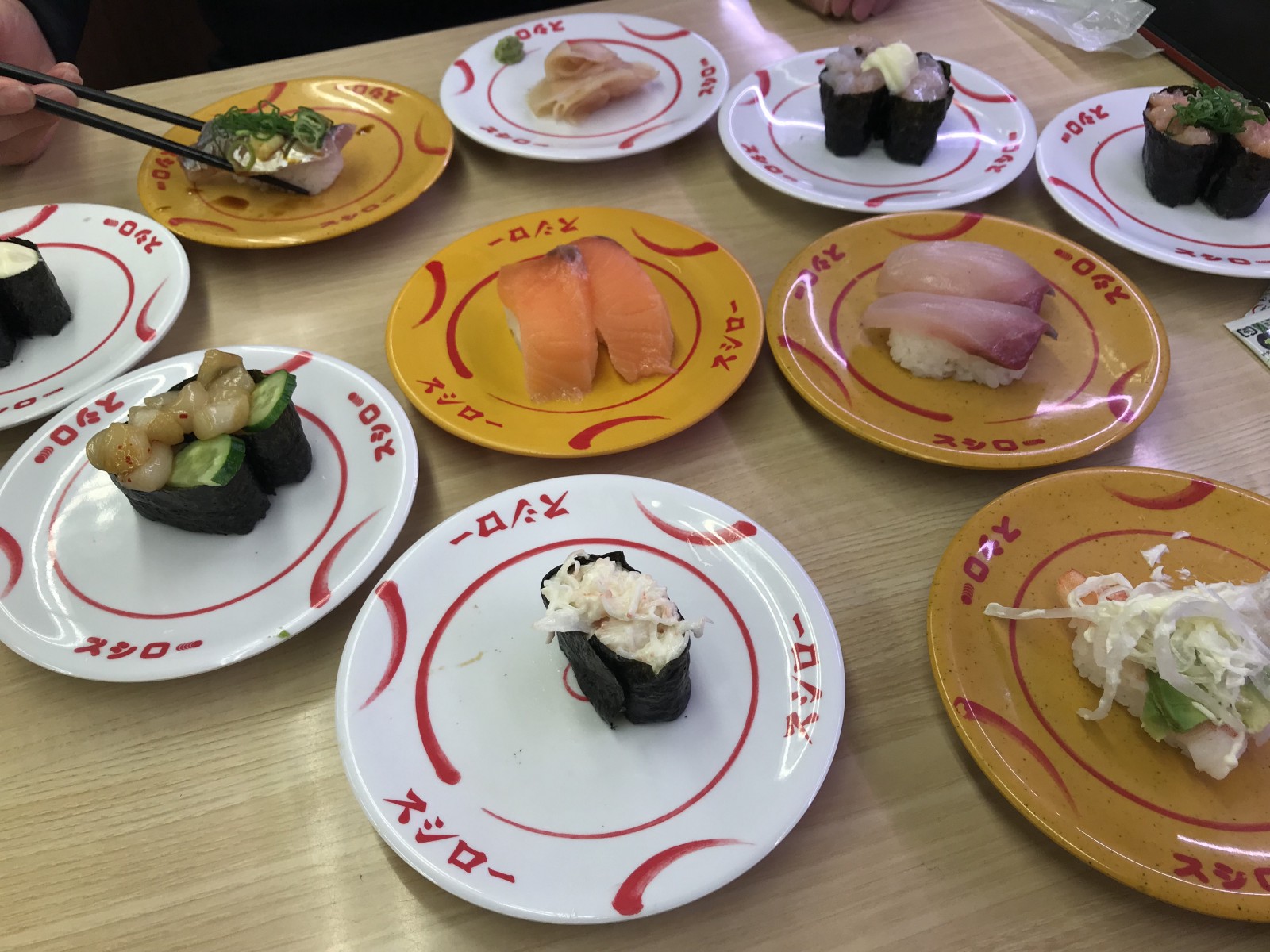A wide variety of Sushi at Sushiro