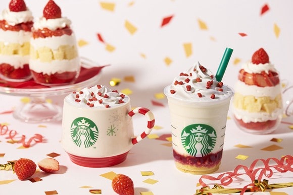 Merry Strawberry Cake Milk and Frappuccino