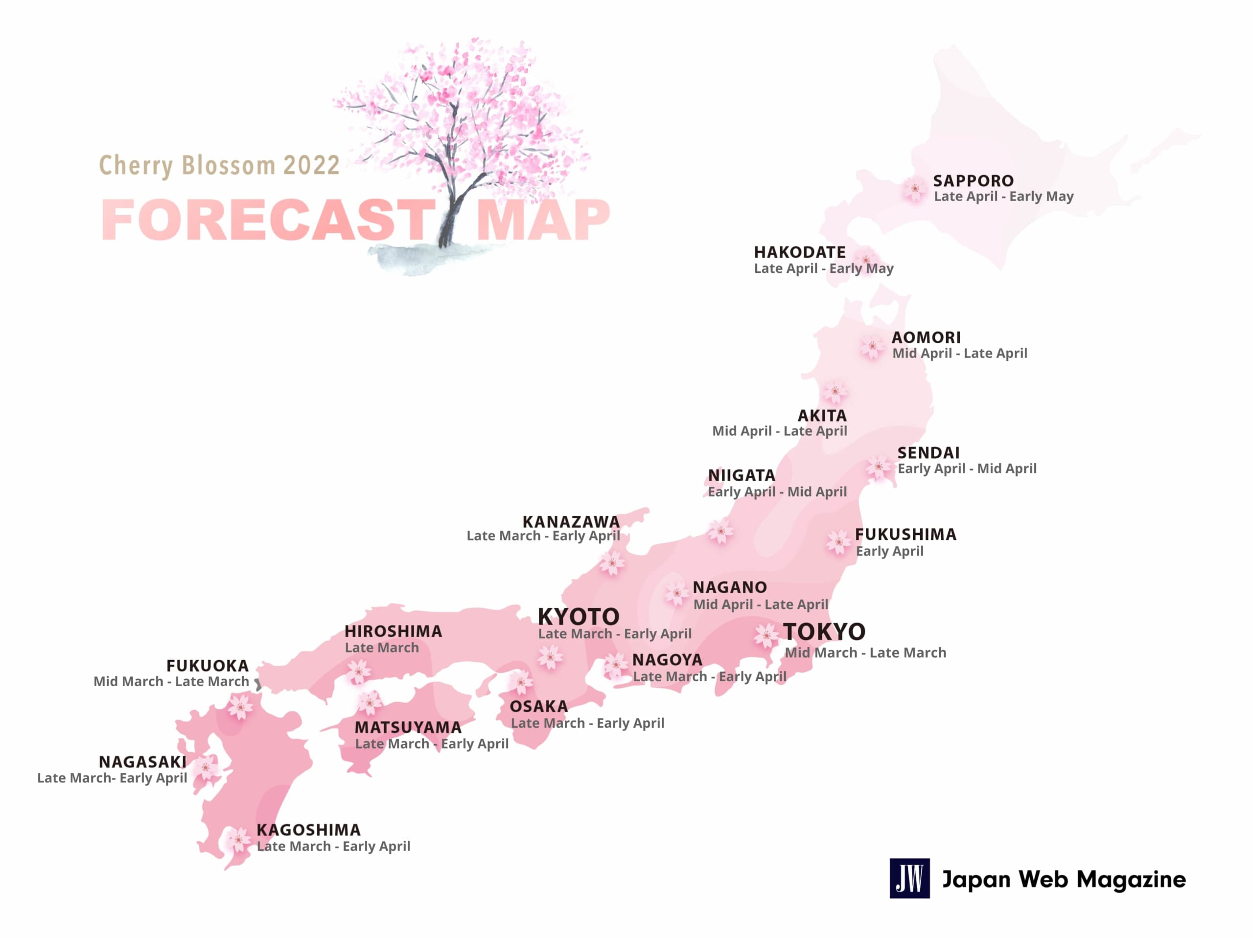 Cherry Blossom Forecast Map (April 18)