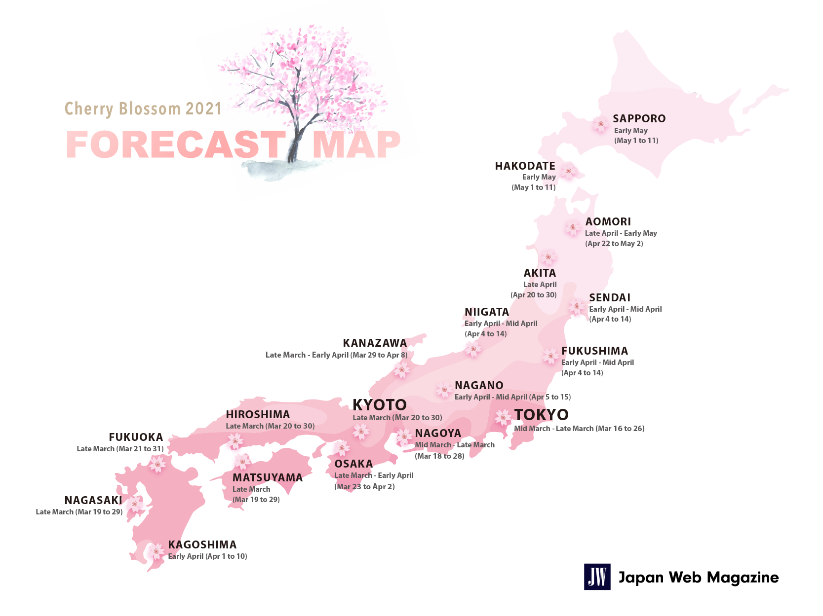 Japan Cherry Blossom Forecast 2021 Japan Web Magazine