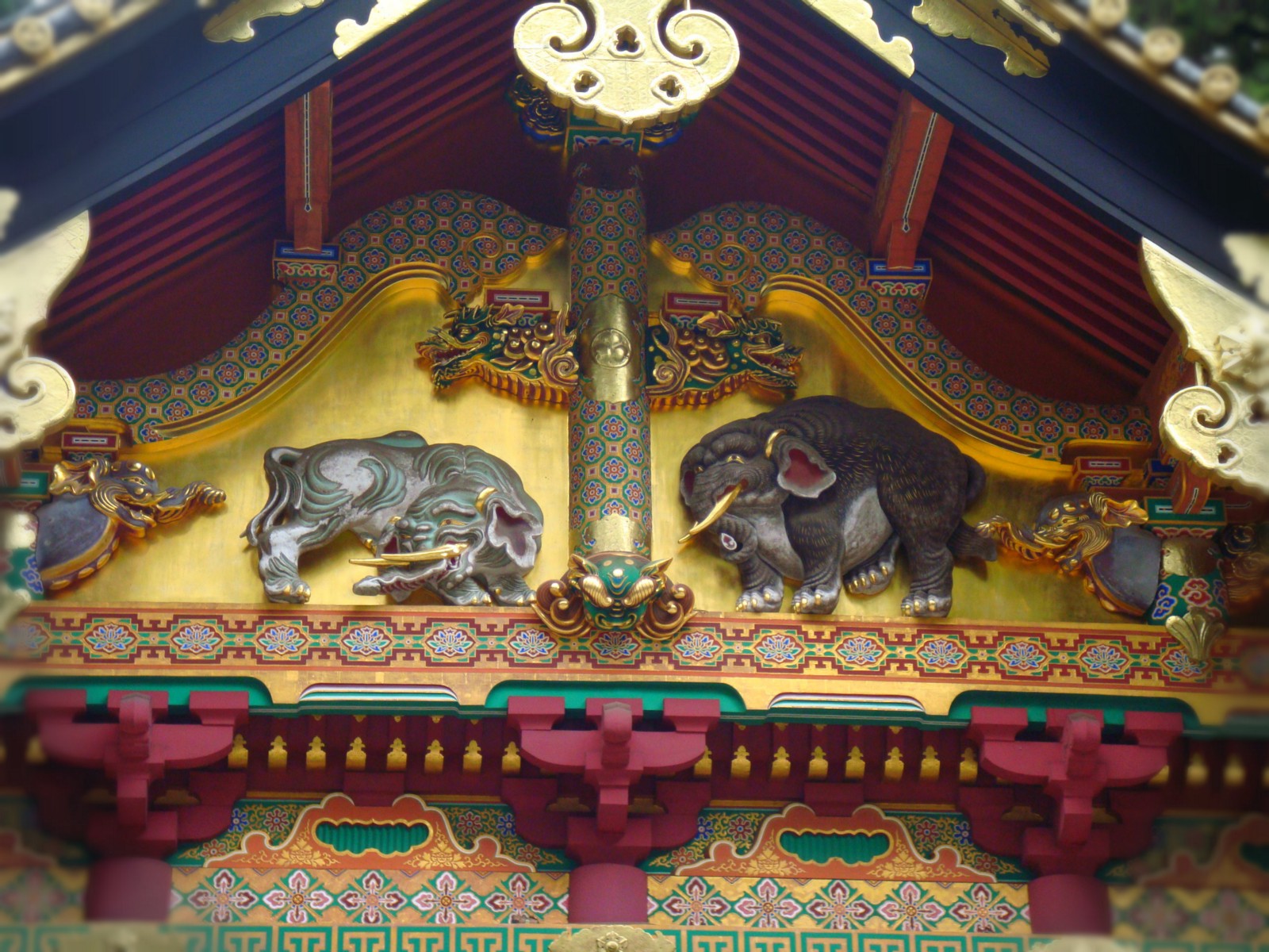 Carved elephants at Nikko Toshogu