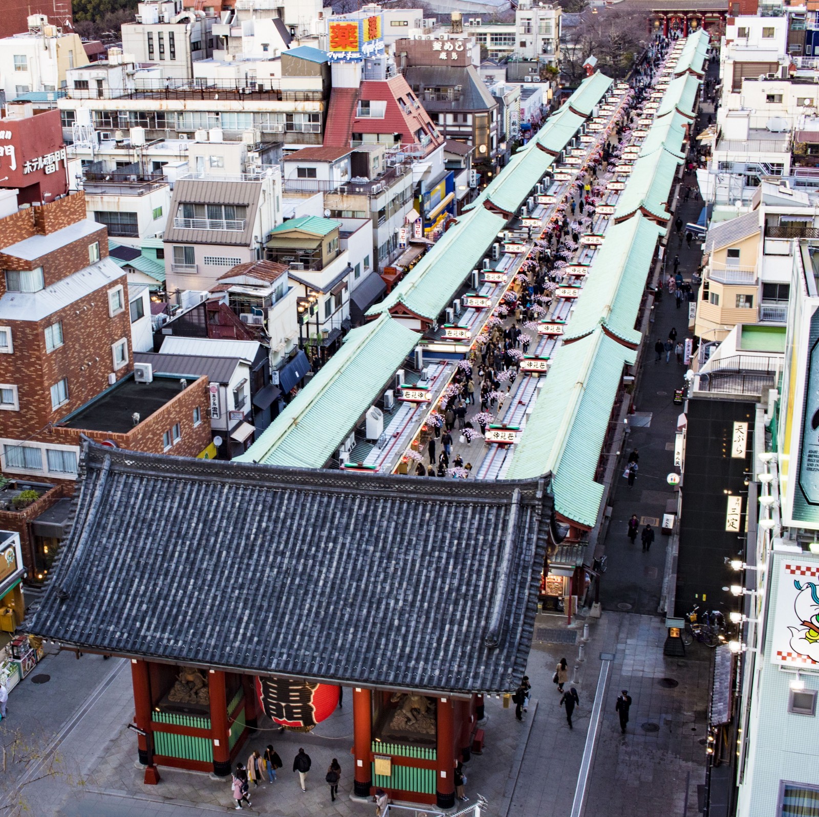 The view of Nakamise Shopping Street from above