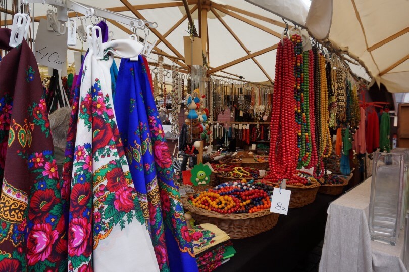 colourful Polish crafts and souvenirs in the market