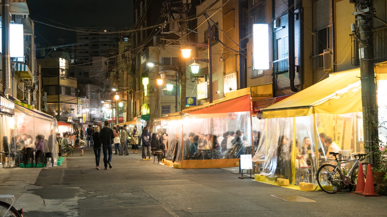 Hoppy Street in Asakusa filled by small Izakaya pubs at night