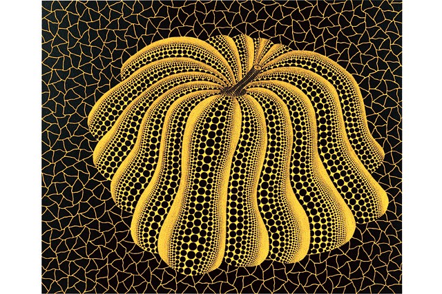 Gold pumpkin minaudière created by Japanese artist Yayoï Kusama for Louis  Vuitton