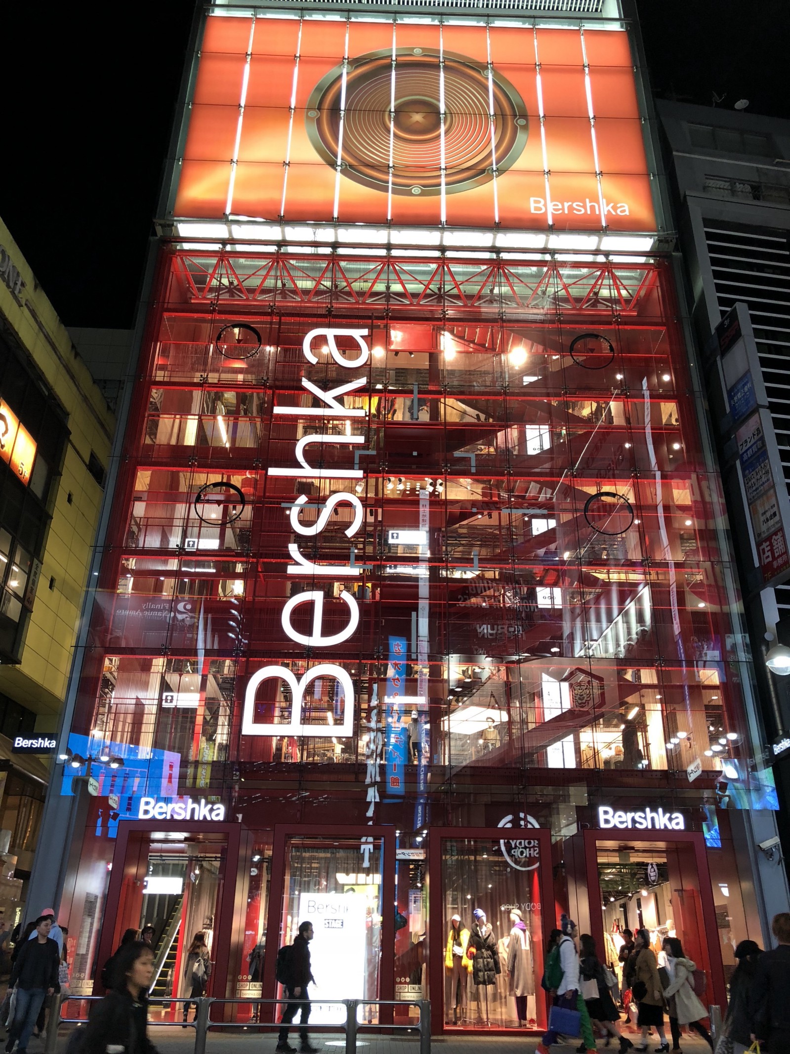 The cool transparent building of Bershka Shibuya store