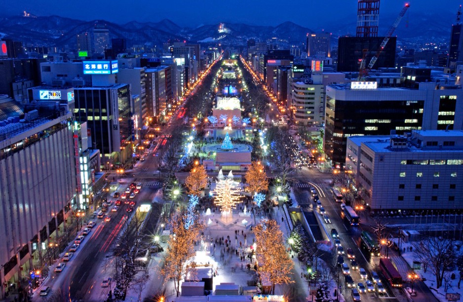 Odori Park, the main venue of Sapporo Snow Festival