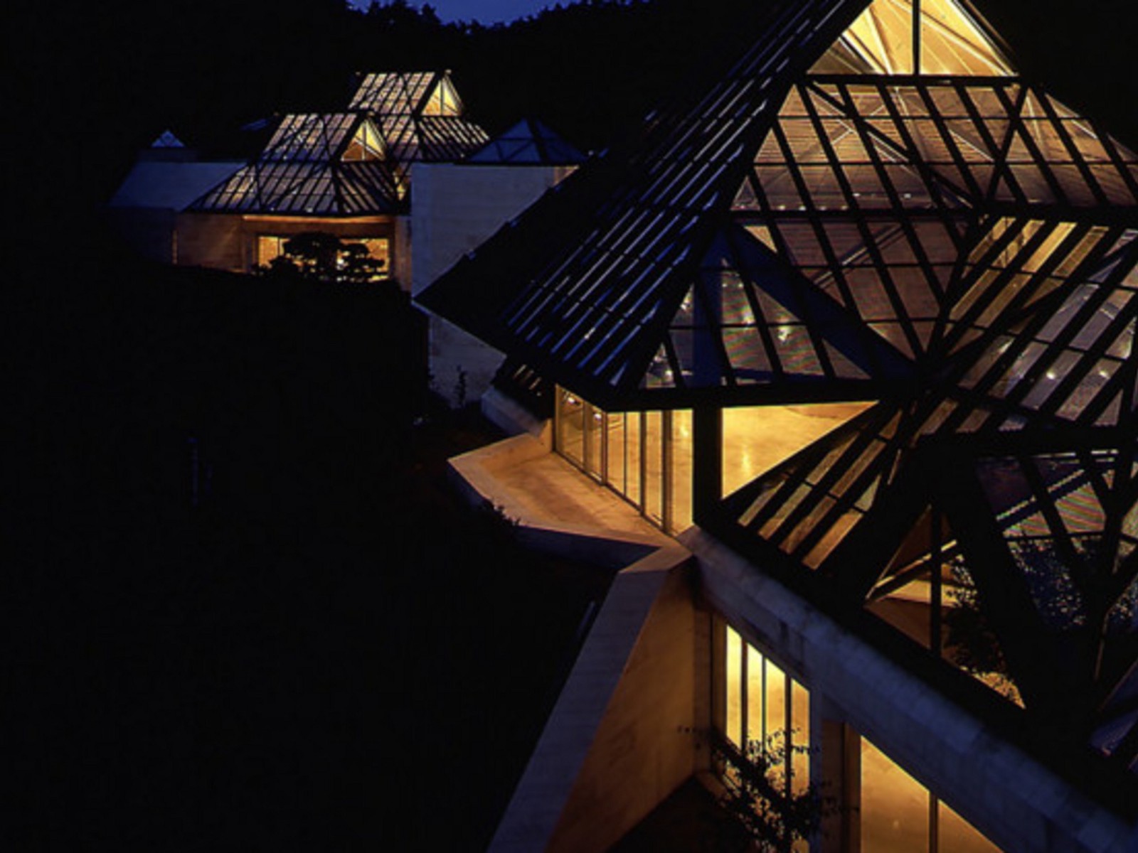 Interior of glass entrance atrium of Miho Museum designed by architect IM  Pei in Shigaraki, Japan Stock Photo - Alamy