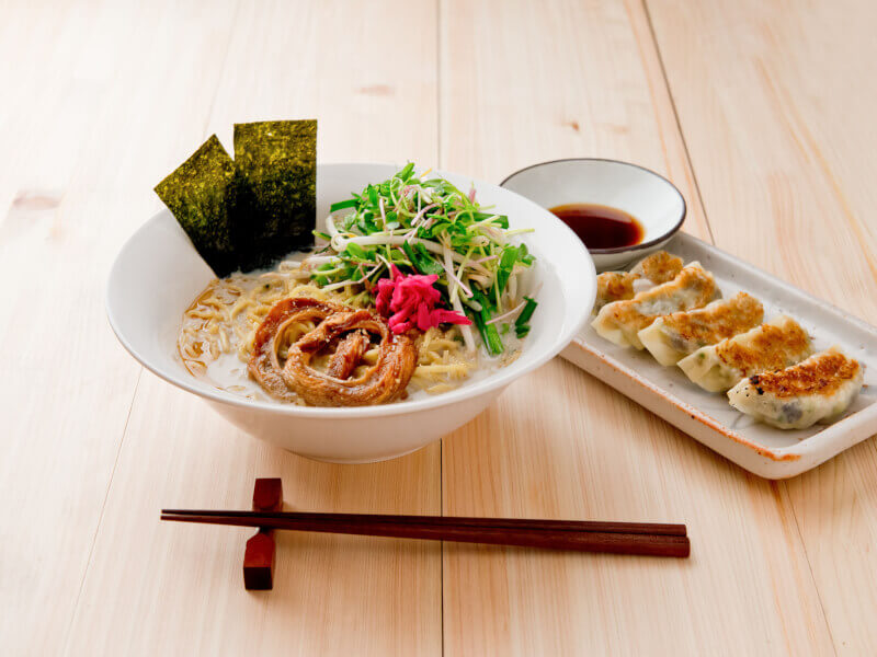 Delicious homemade Ramen noodle and Gyoza dumpling