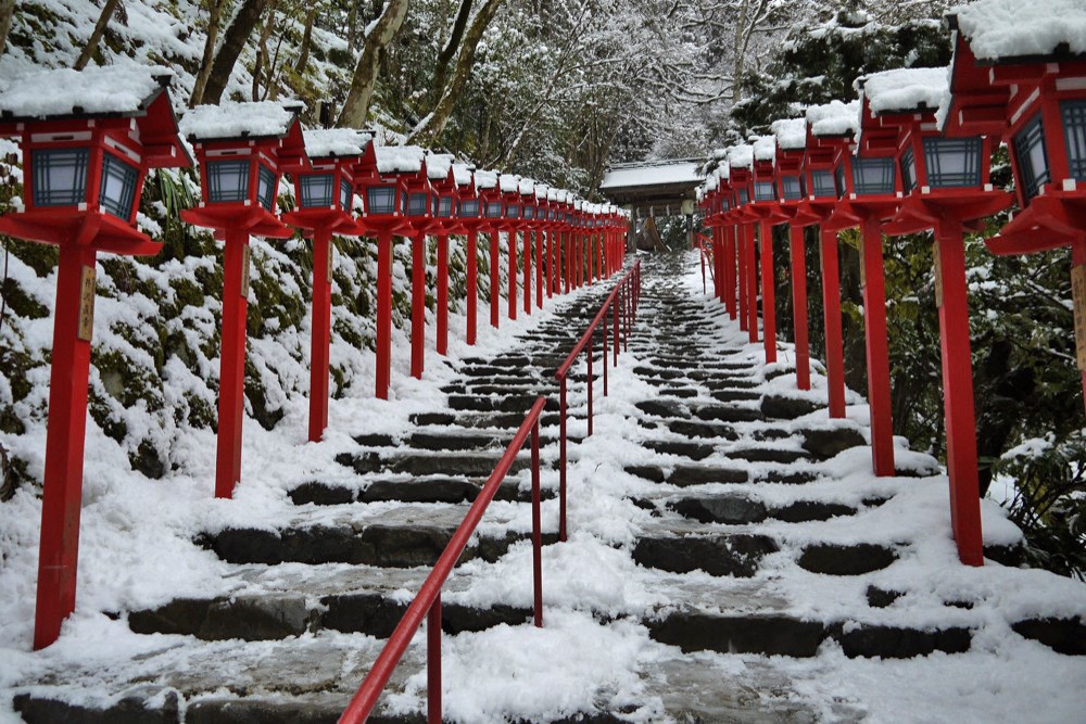 The approach of Kifune Shrine in winter