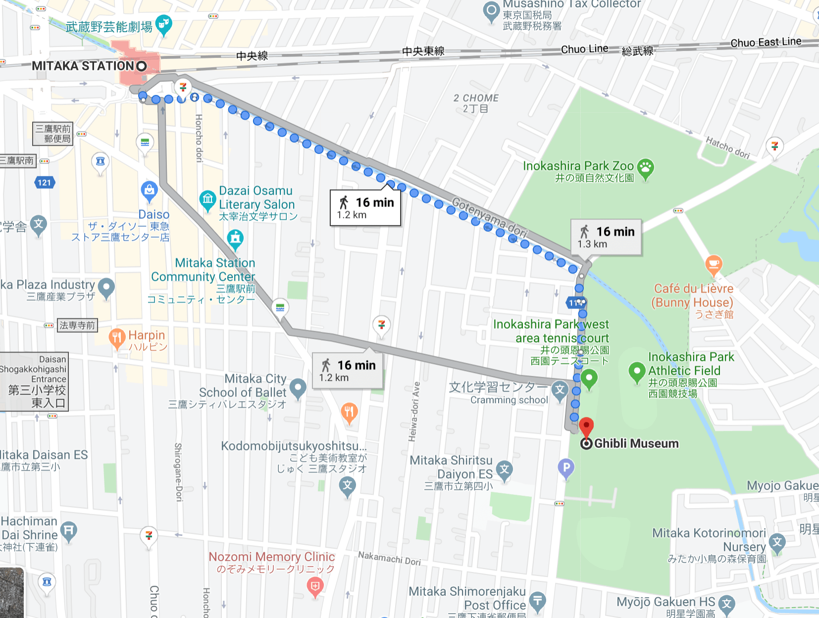 Direction from Mitaka Station to Ghibli Museum