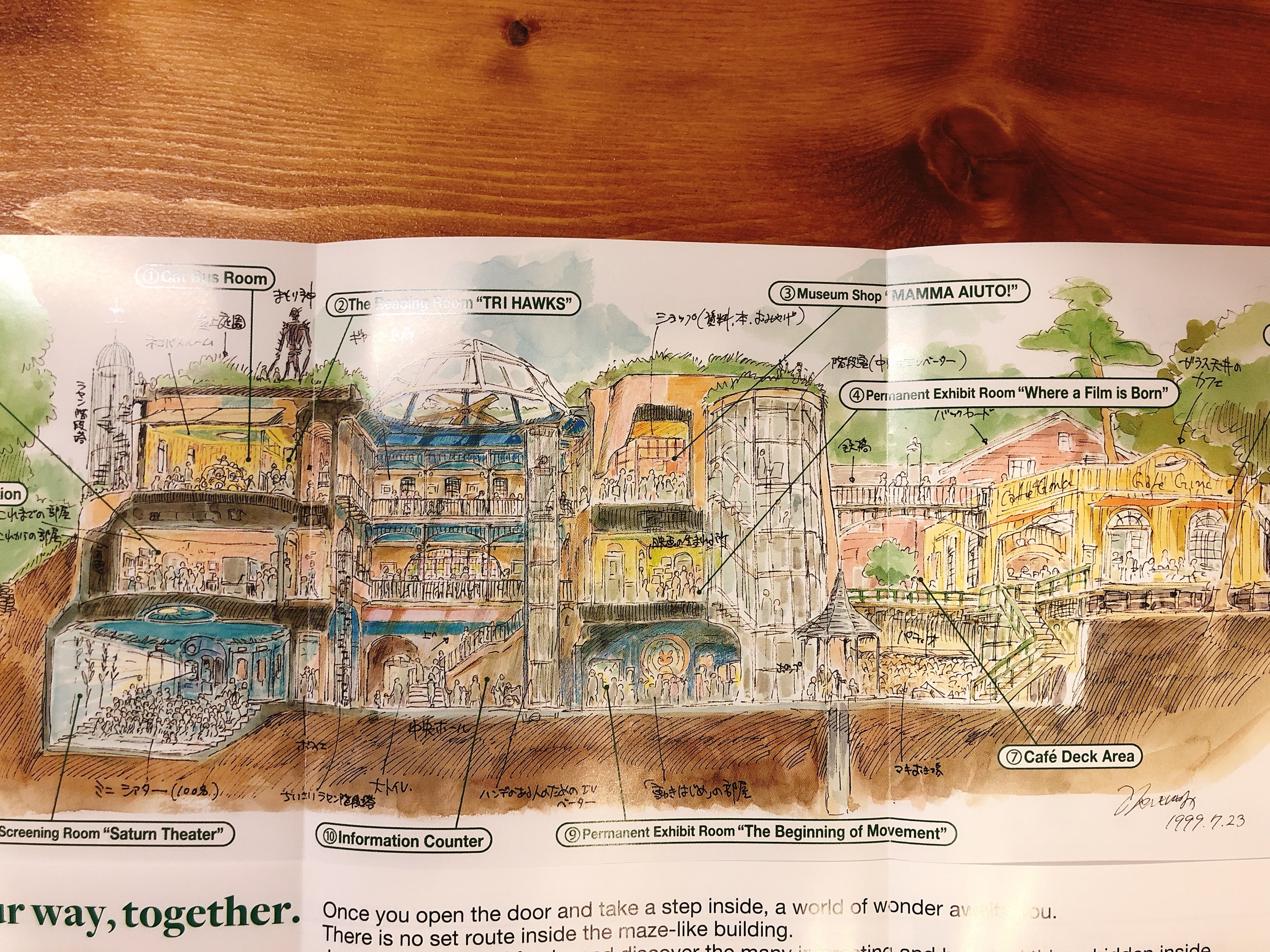 The design drawing of Ghibli Museum made by Hayao Miyazaki