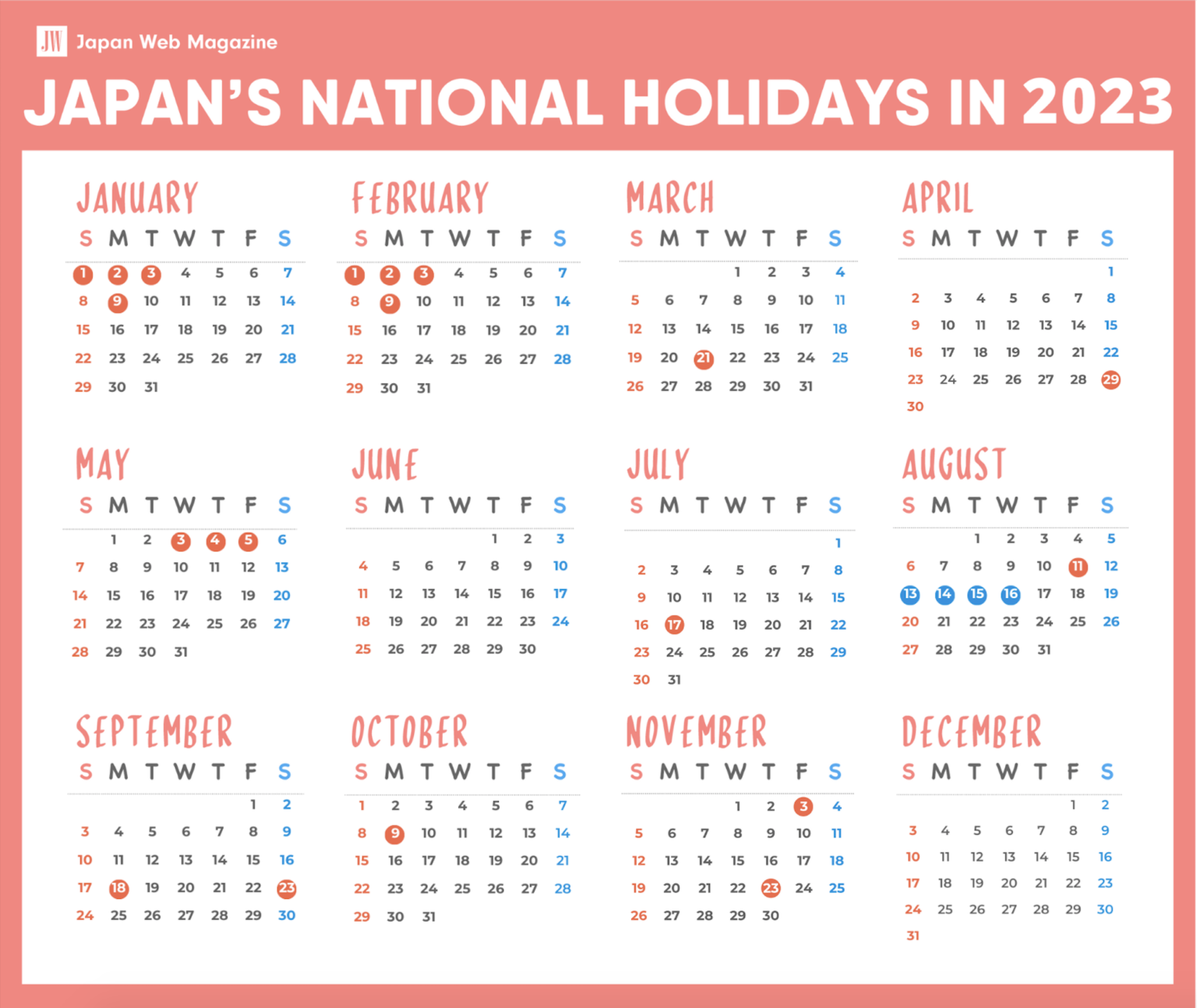 2024 National Holiday Japan Cara Benedetta
