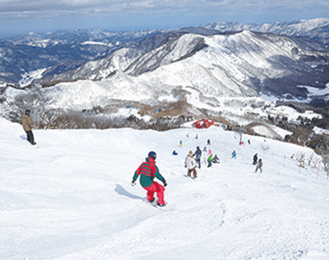Skiers and Snowboarders at Hachi Kita Kogen Ski Resort