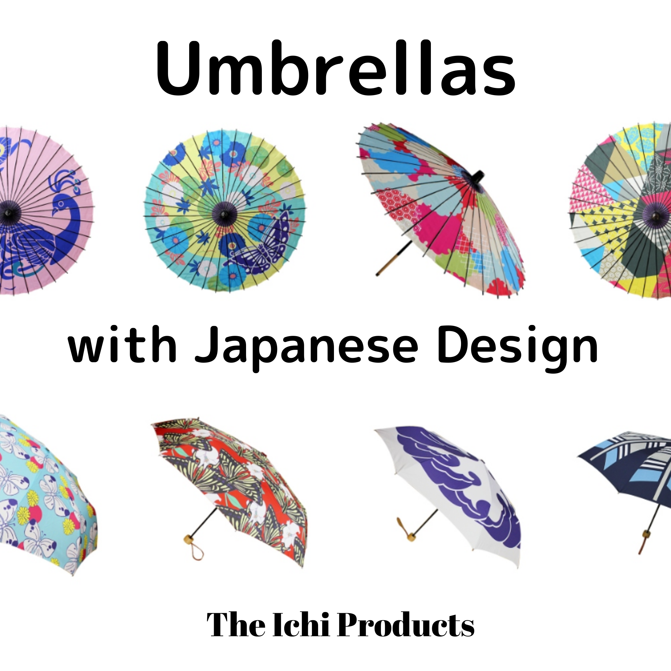 Clear Japanese Umbrellas With Traditional Art Motifs Pair