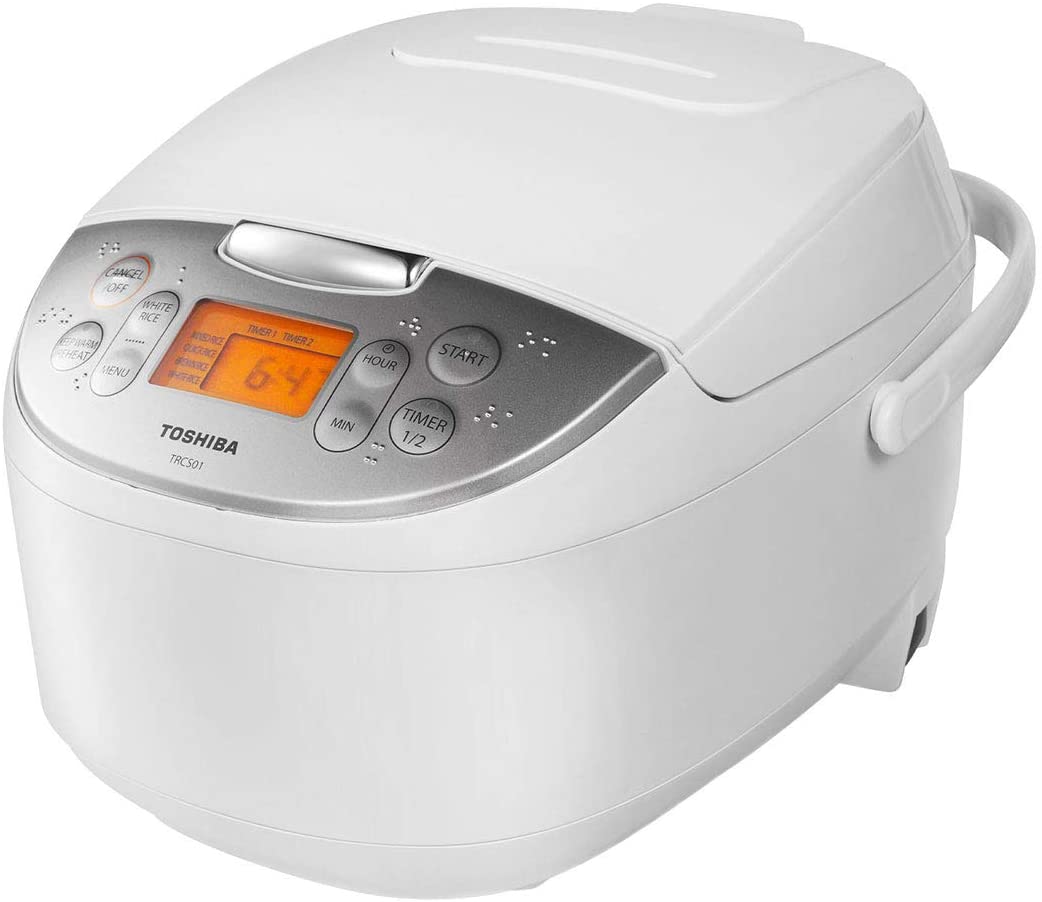 Toshiba TRCS01 Cooker 6 Cups Uncooked (3L) with Fuzzy Logic and One-Touch Cooking for Brown, White Rice, and Porridge
