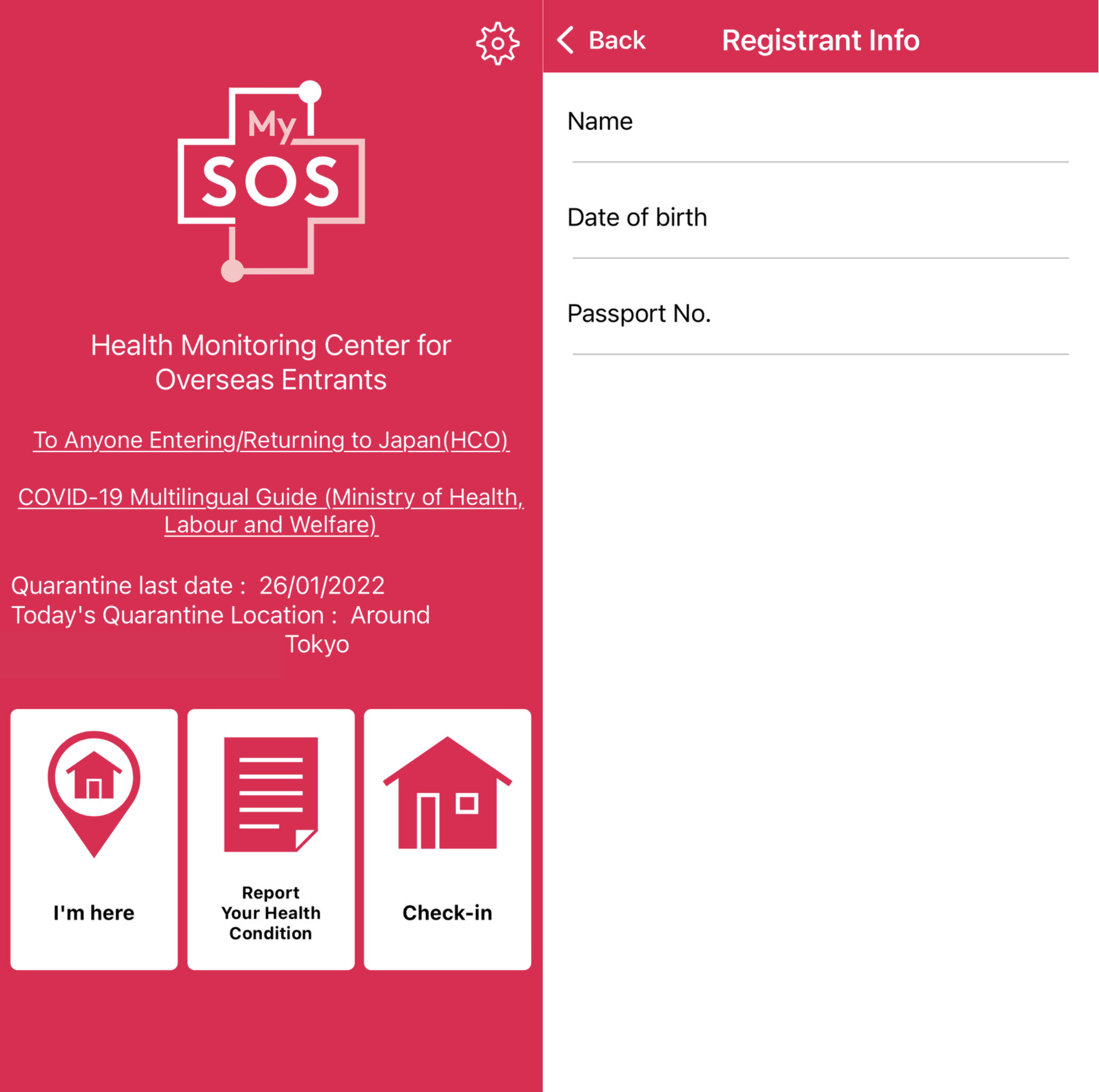 How to use the MySOS Application for Entering/Returning to Japan