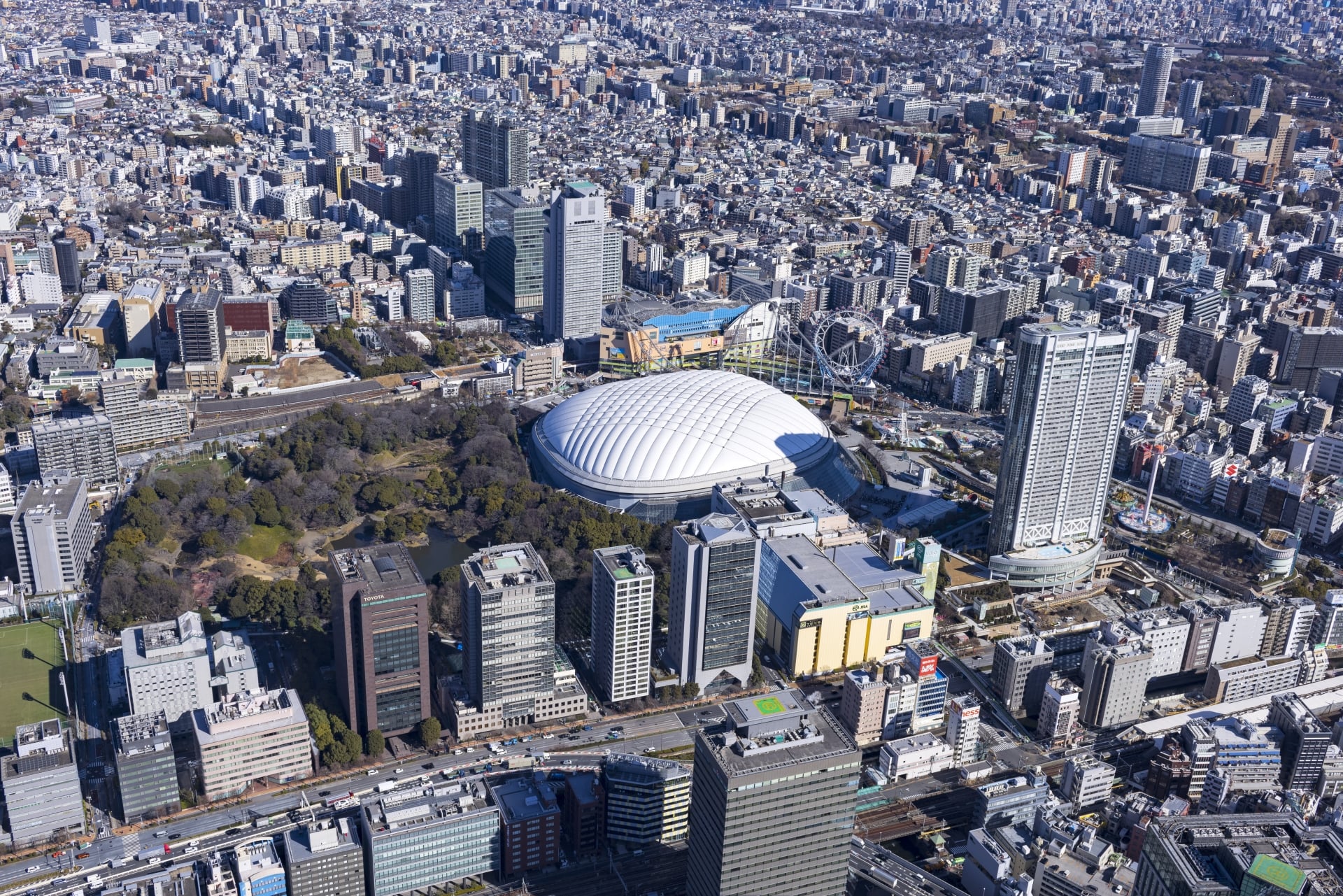 Aerial view of Tokyo Dome City