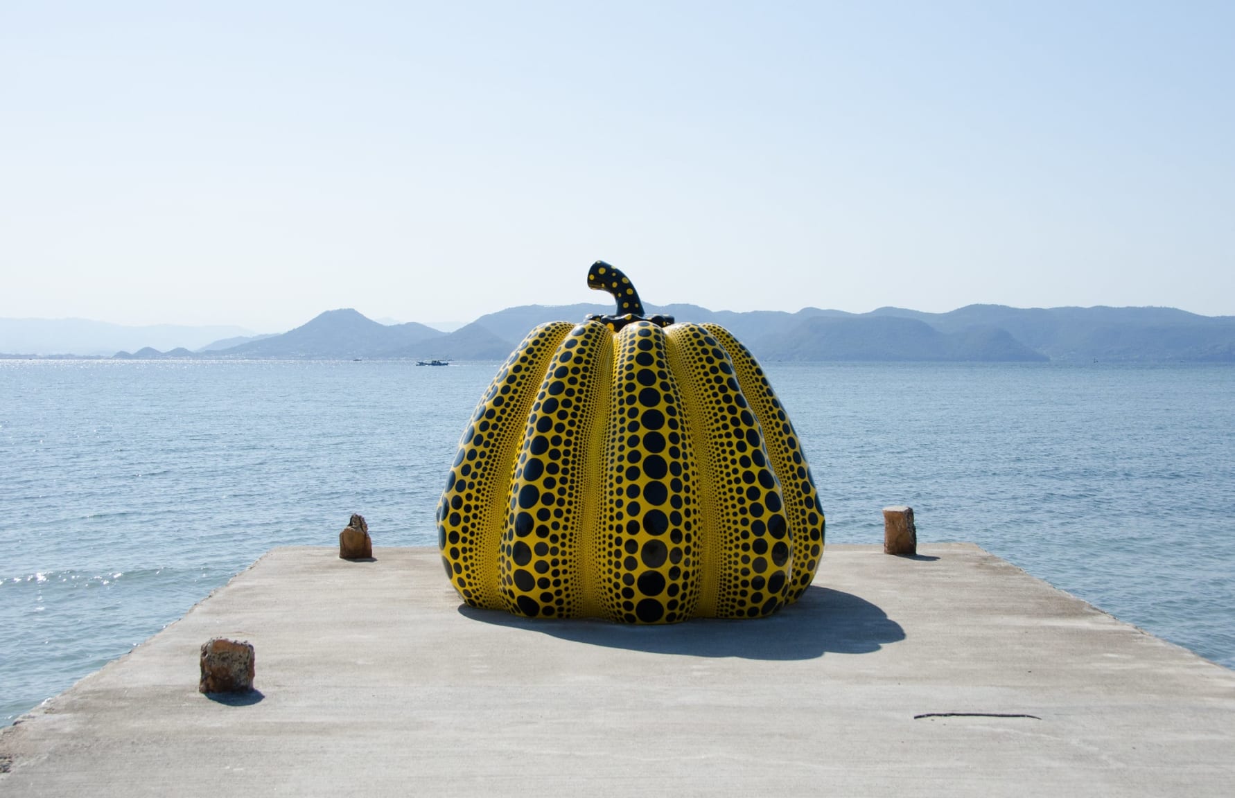 Yayoi Kusama's yellow pumpkin in Naoshima