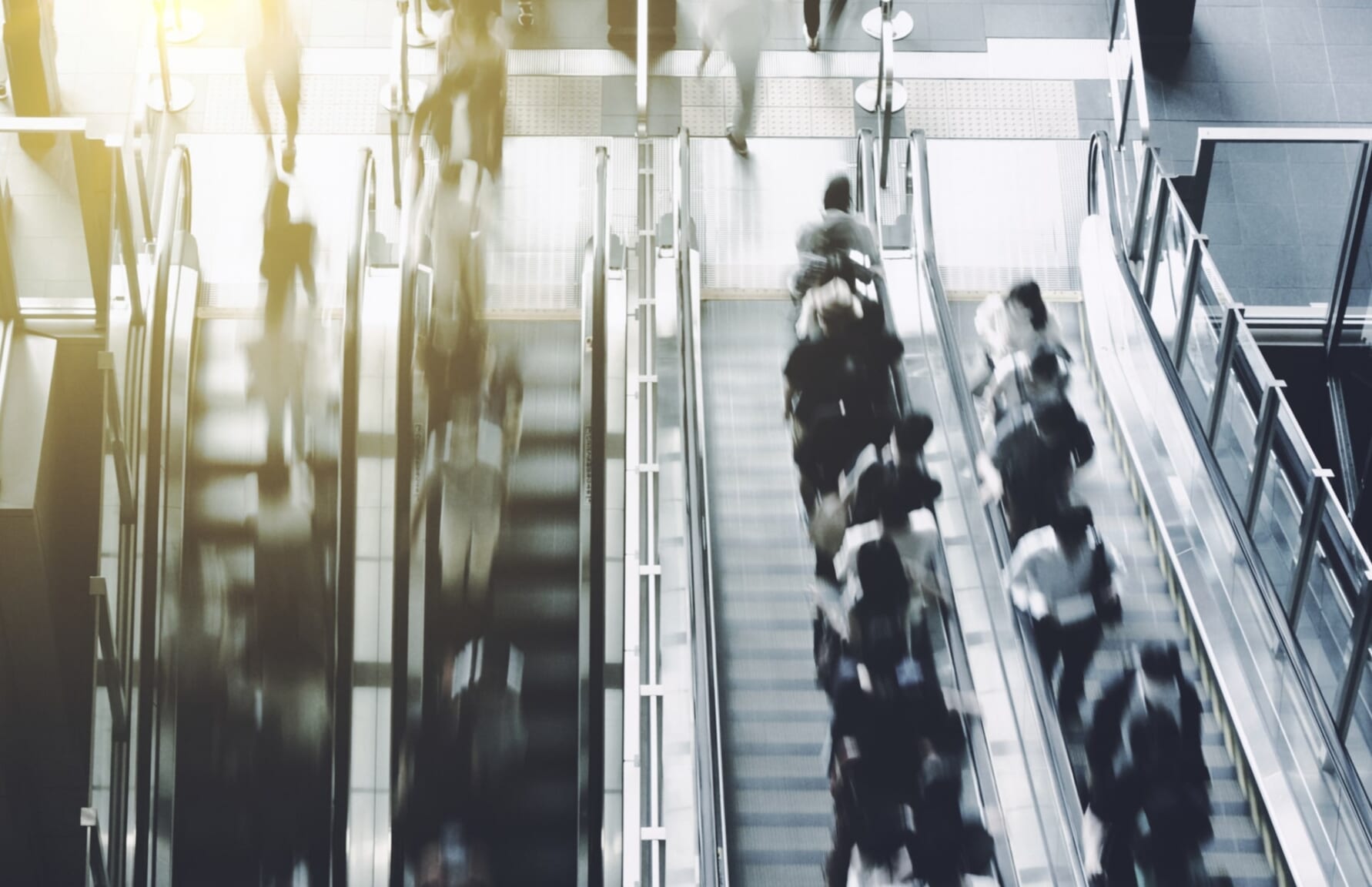 People in escalators