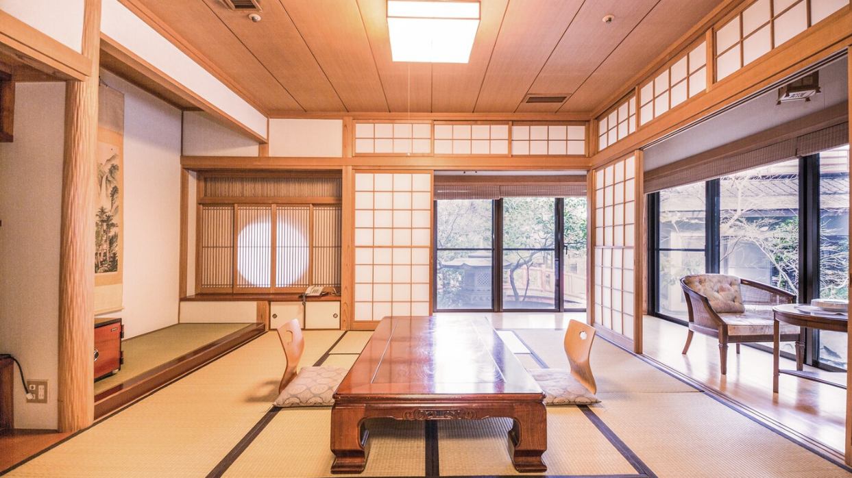 Traditional Japanese style room at a ryokan
