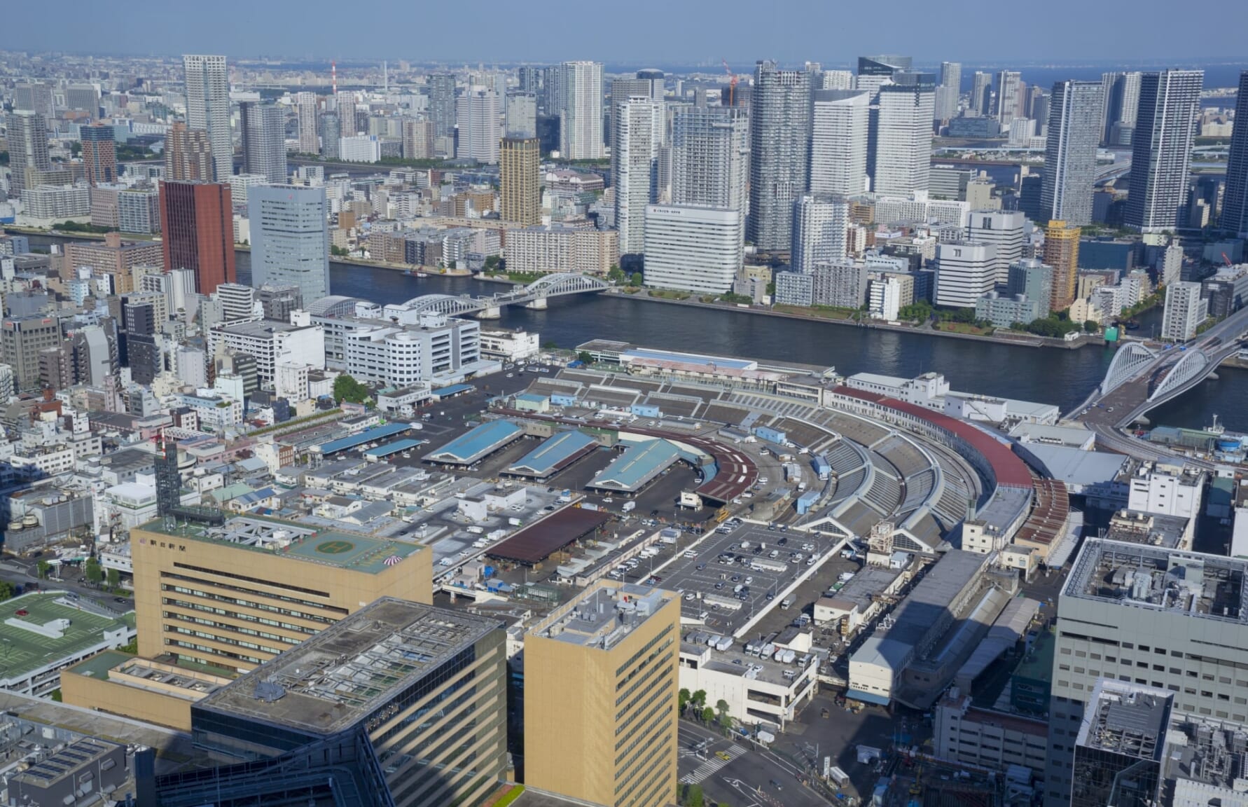 Aerial view of the old location of Tsukiji inner market