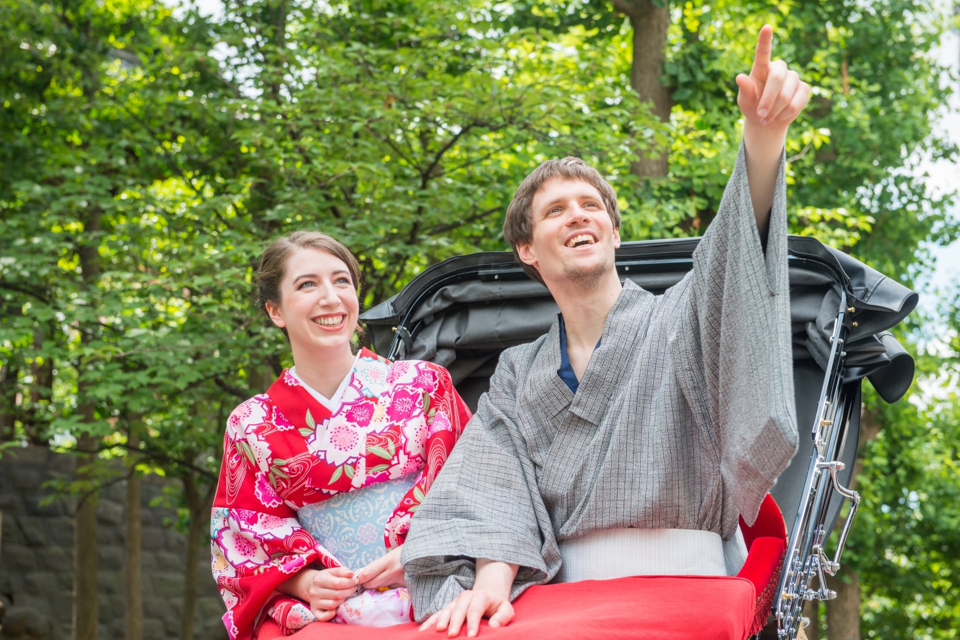 Tourist couple wearing Yukata in Japan