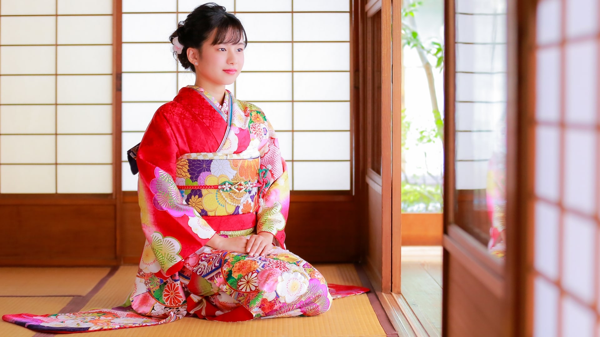 Japanese girl wearing kimono