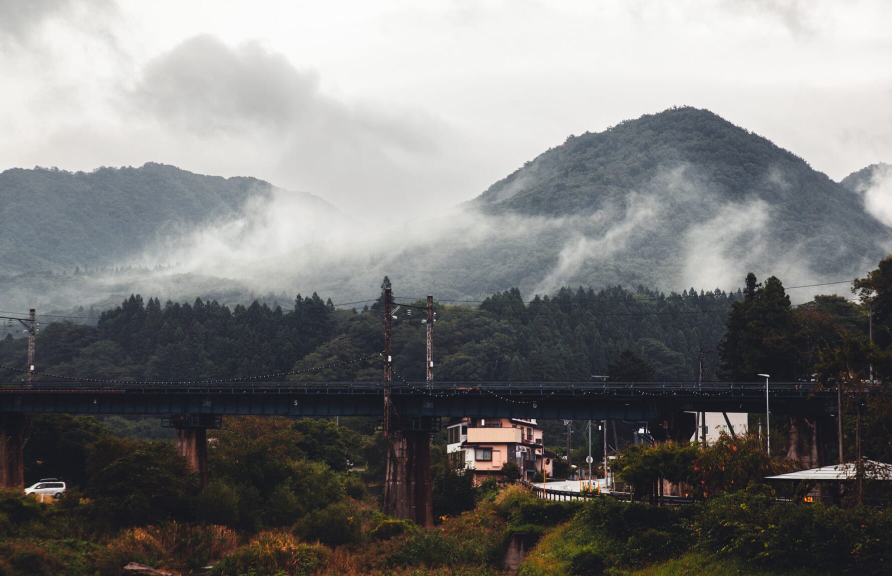 Foggy mountains around Yamadera