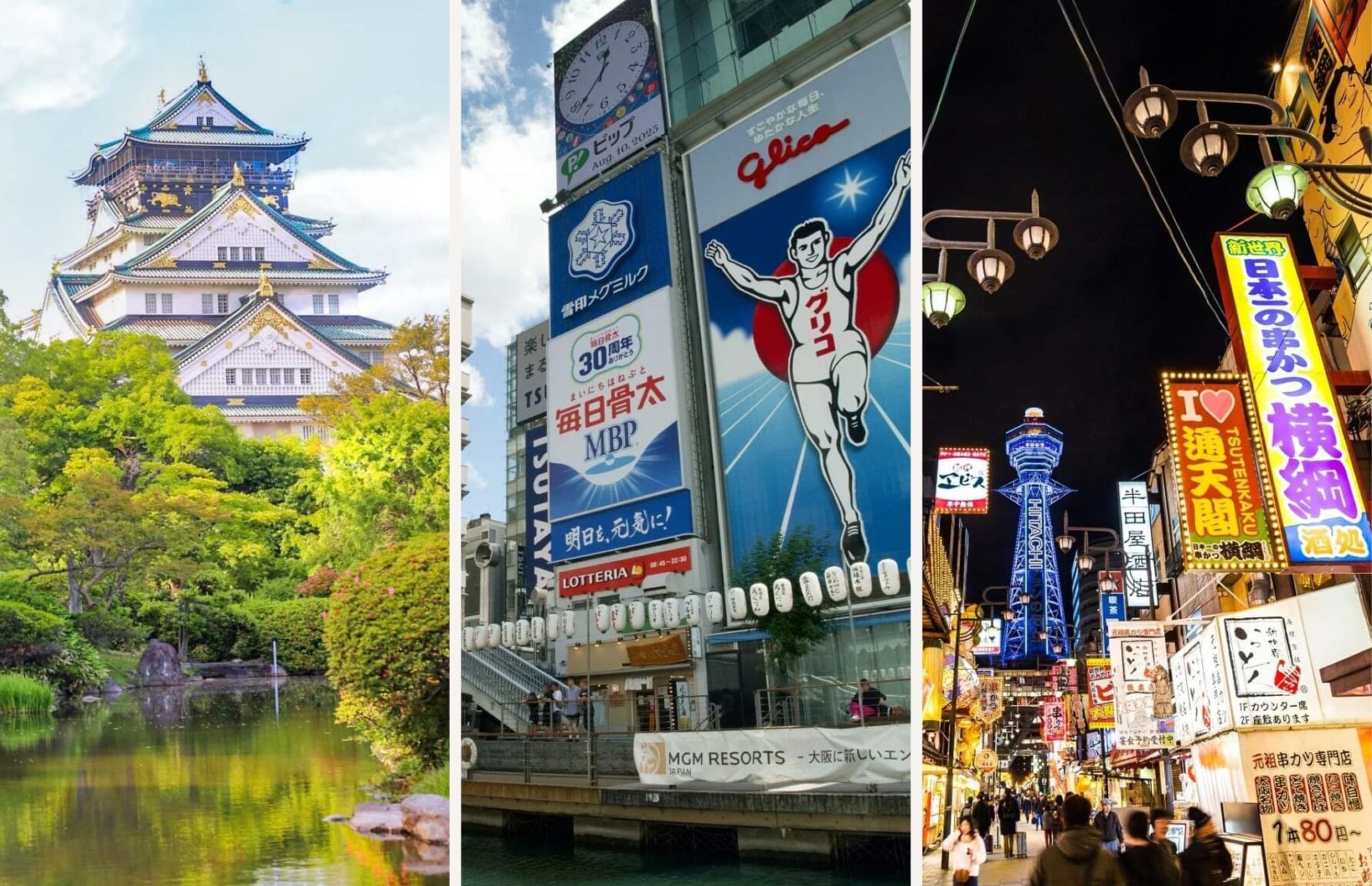 Osaka castle, dotonbori and Shinsekai