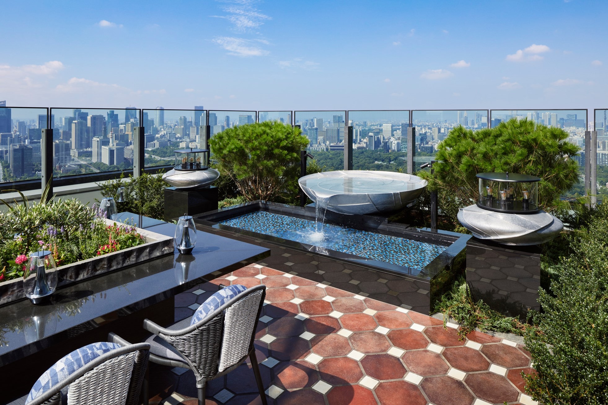 Fountain at the PIGNETO rooftop terrazza