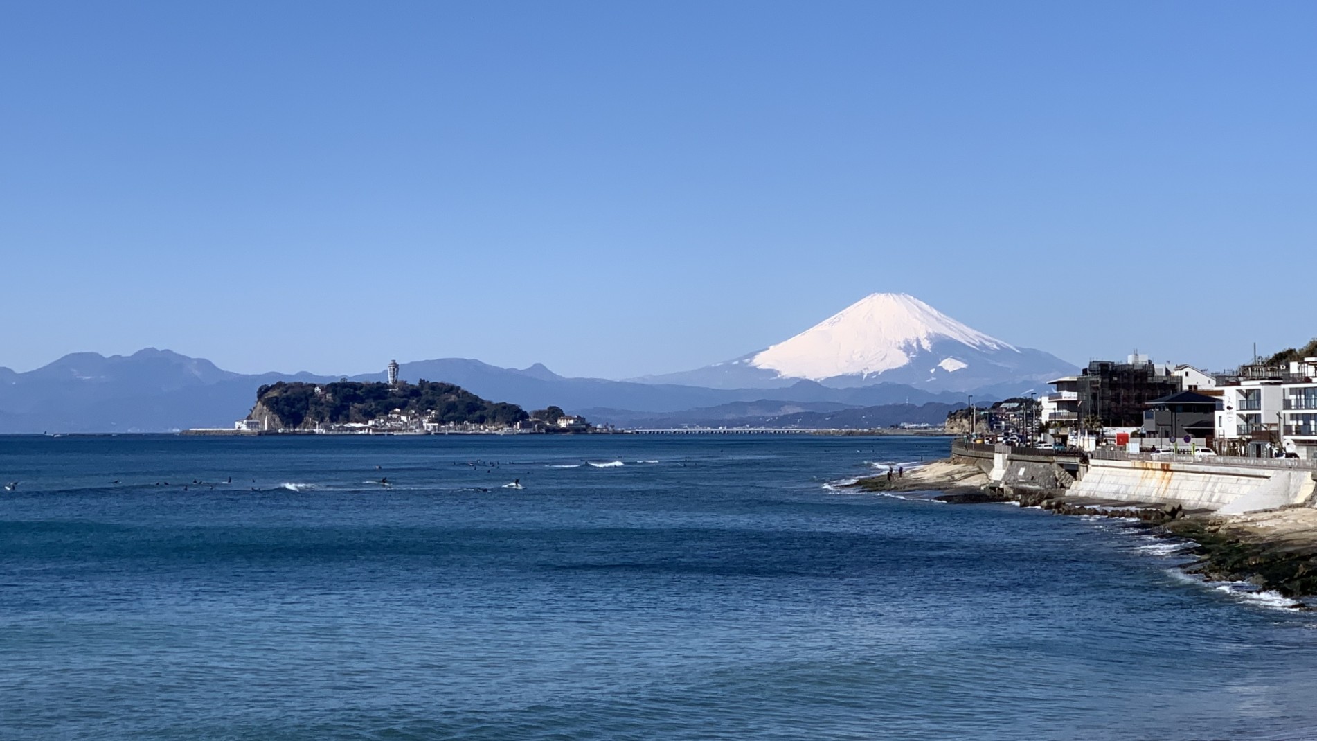 Mt. Fuji during Winter and Enoshima Island