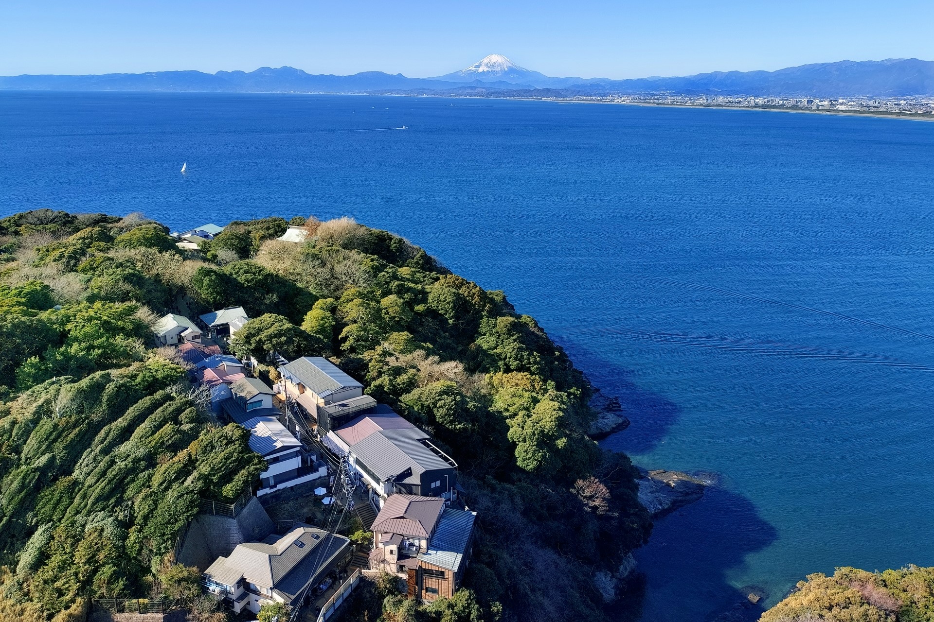 Mount Fuji and Sagami Bay view from Enoshima Sea Candle