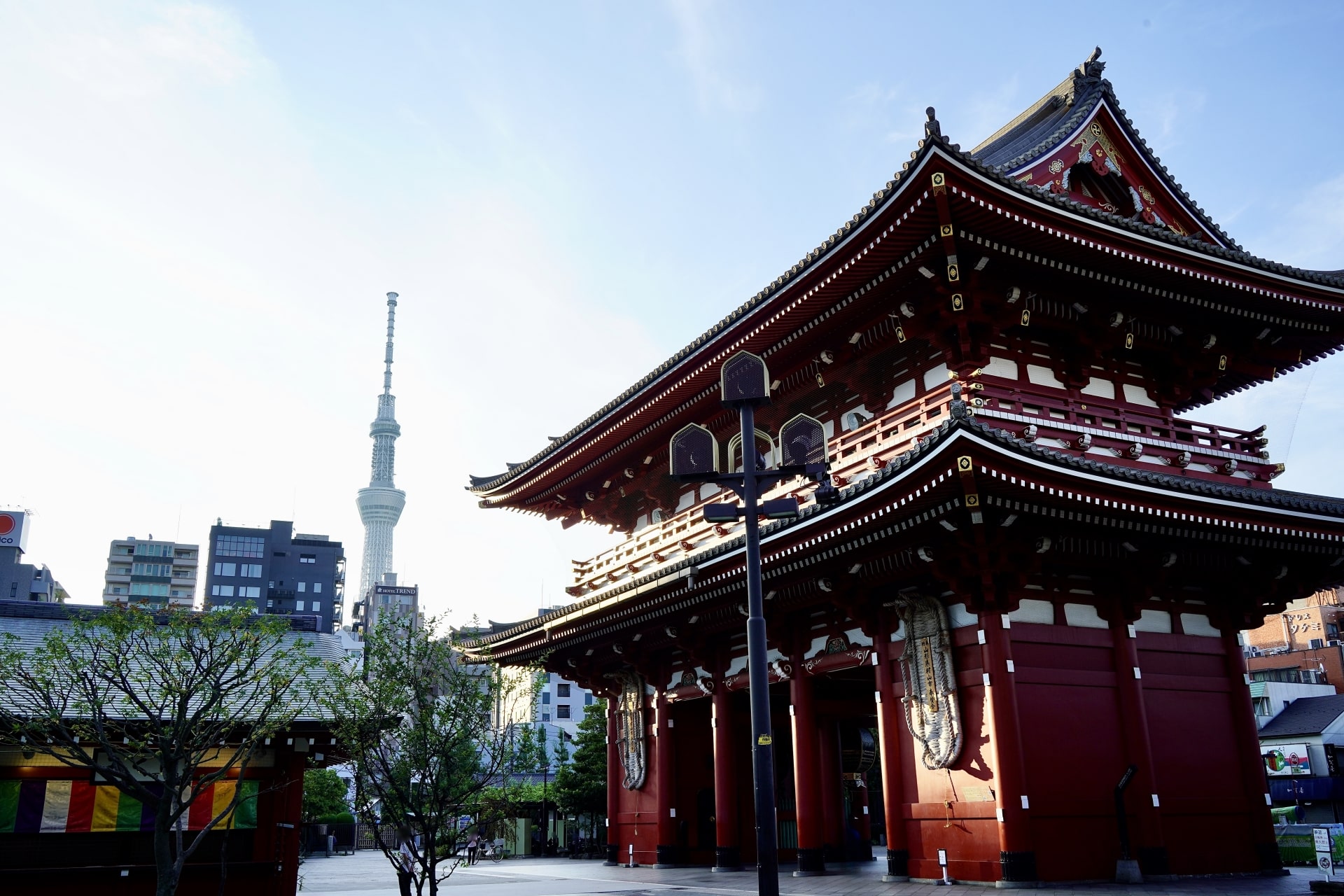 Sensoji with Tokyo Skytree in the background