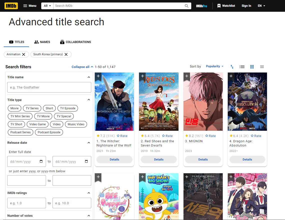 Korean animation movies in IMDB