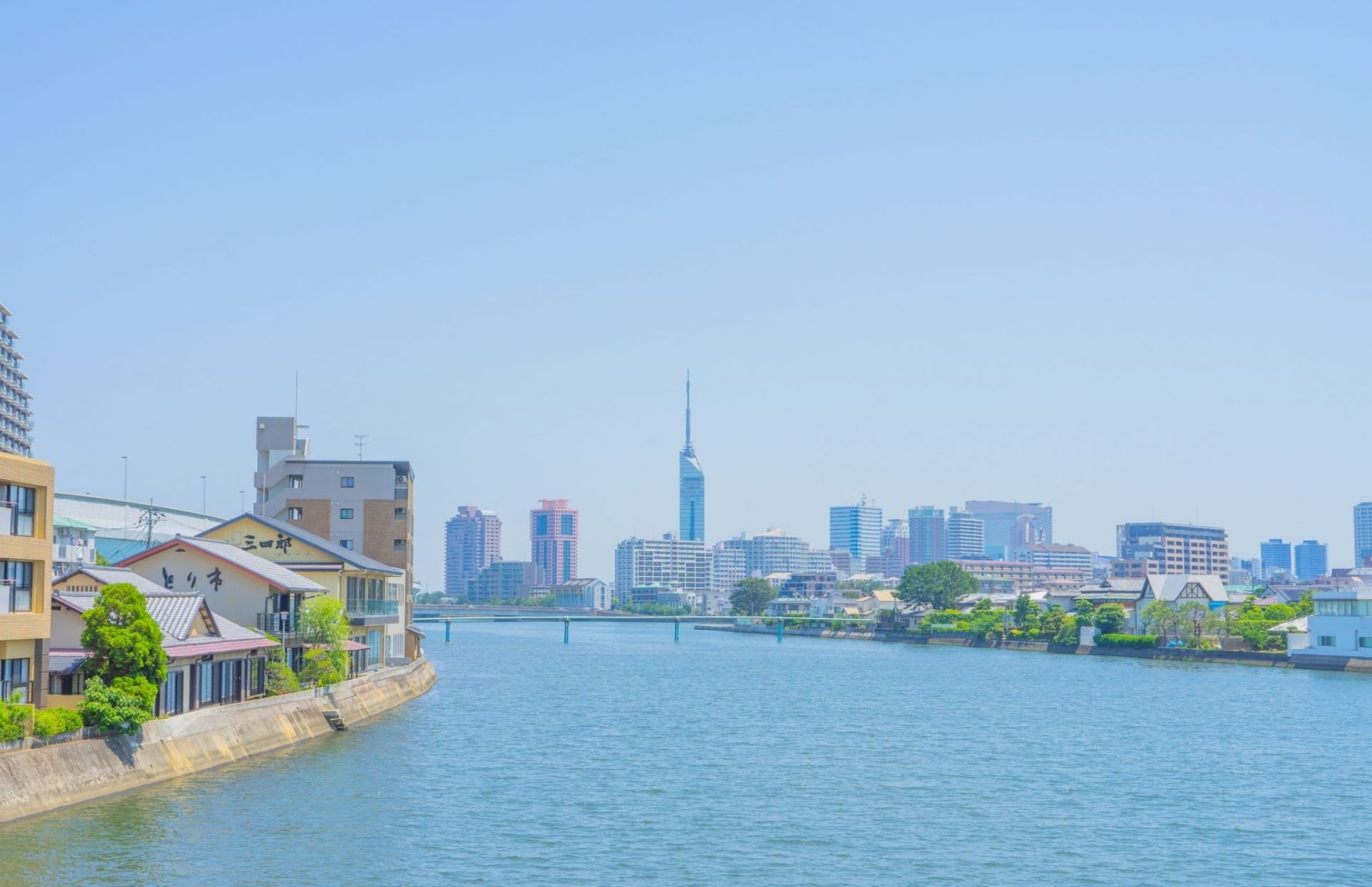 Fukuoka City with Fukuoka Tower in the horizon