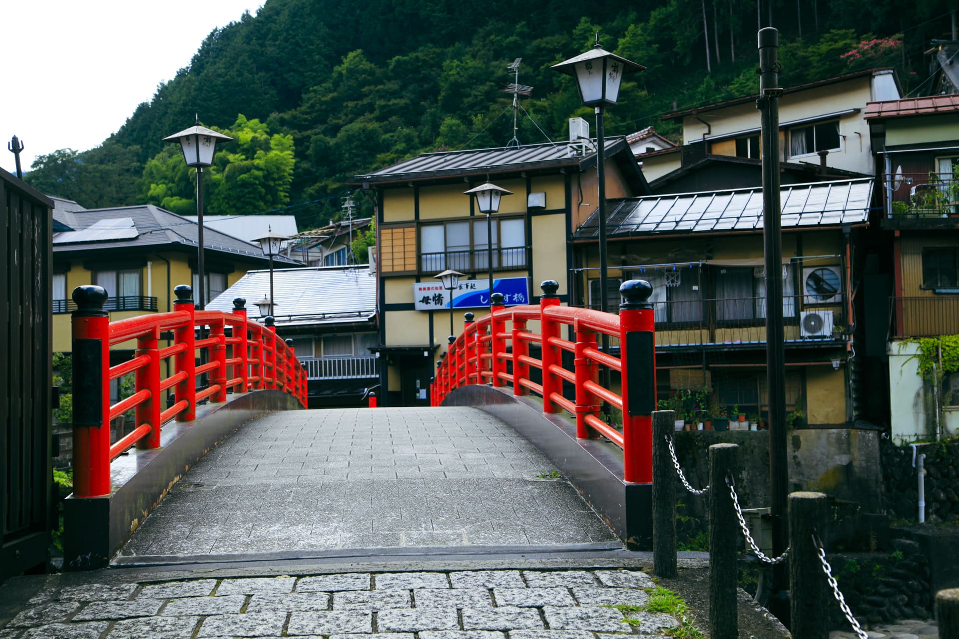 Shimizu Bridge over Kodara River in Gujo Hachiman