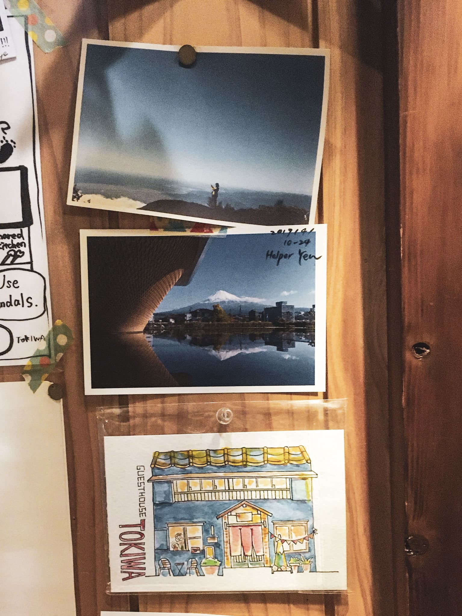Pinned photos at Guesthouse Tokiwa