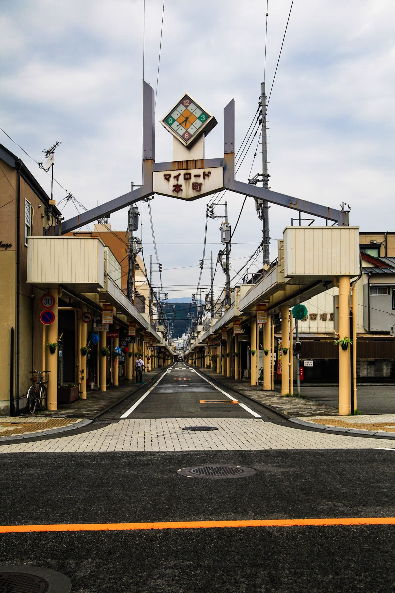 Early morning at My Road Honmachi shopping street in Fujinomiya