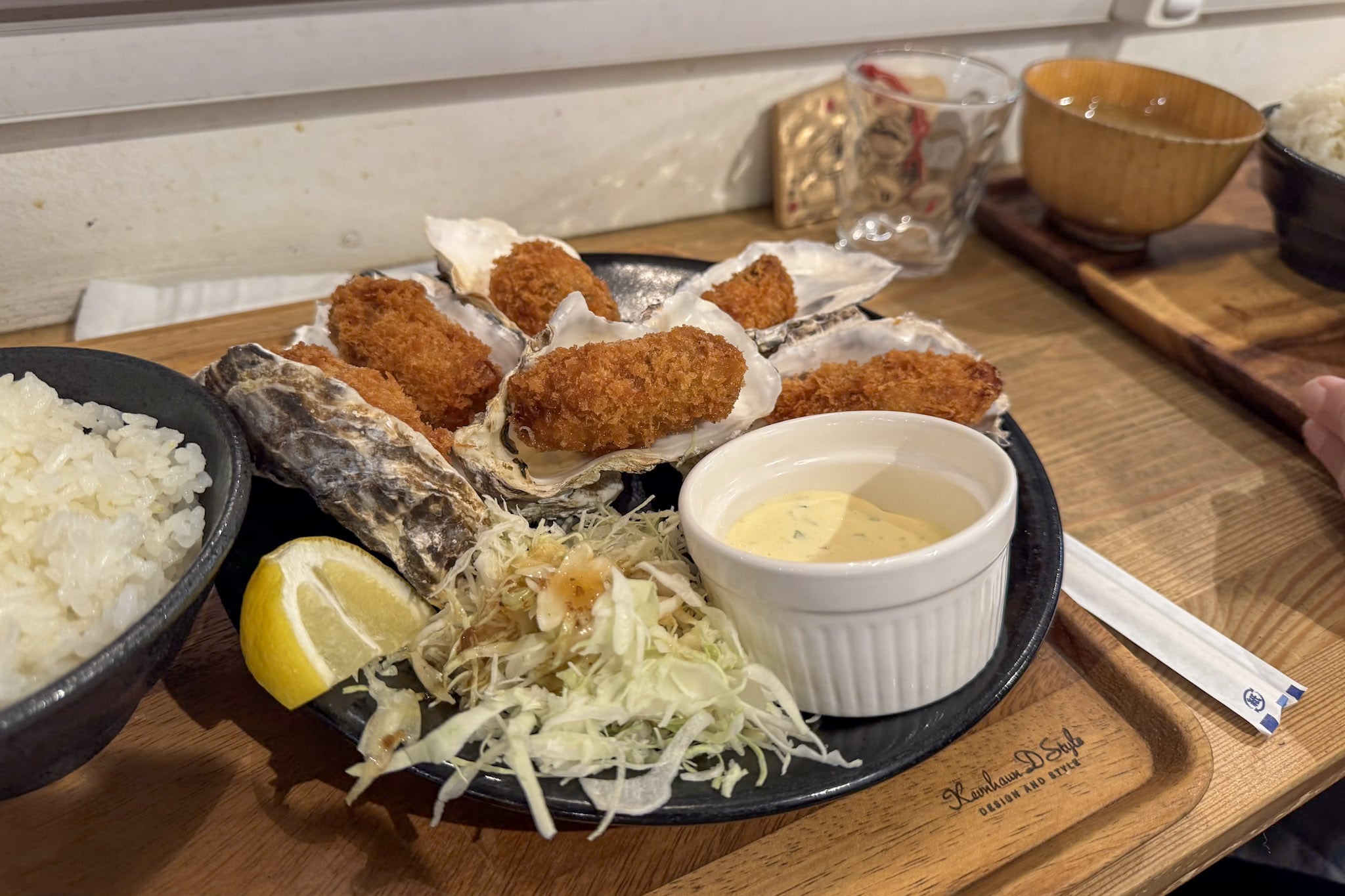 Fried oyster meal in Miyajima