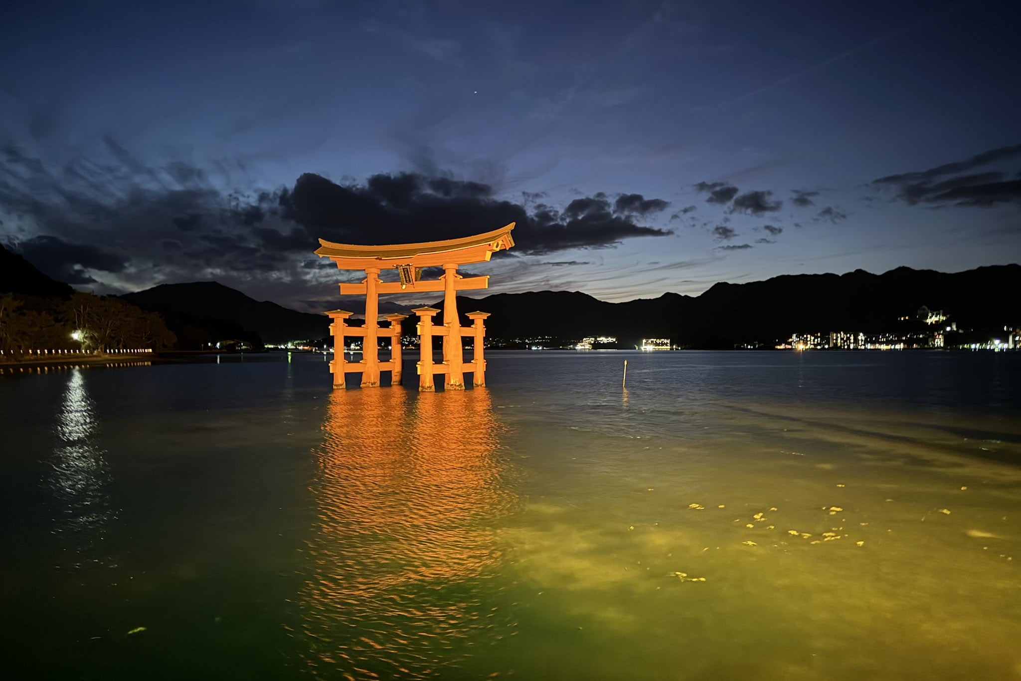 Itsukushima Torii at night