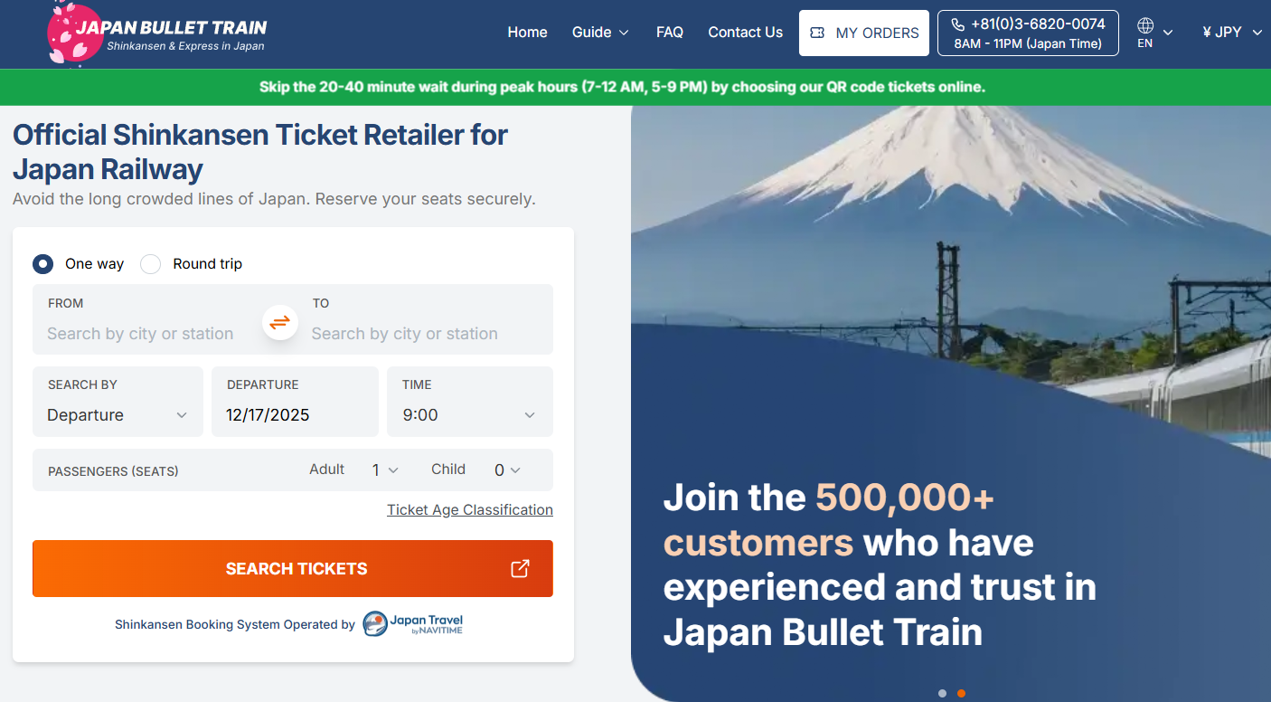 Japan Bullet Train website