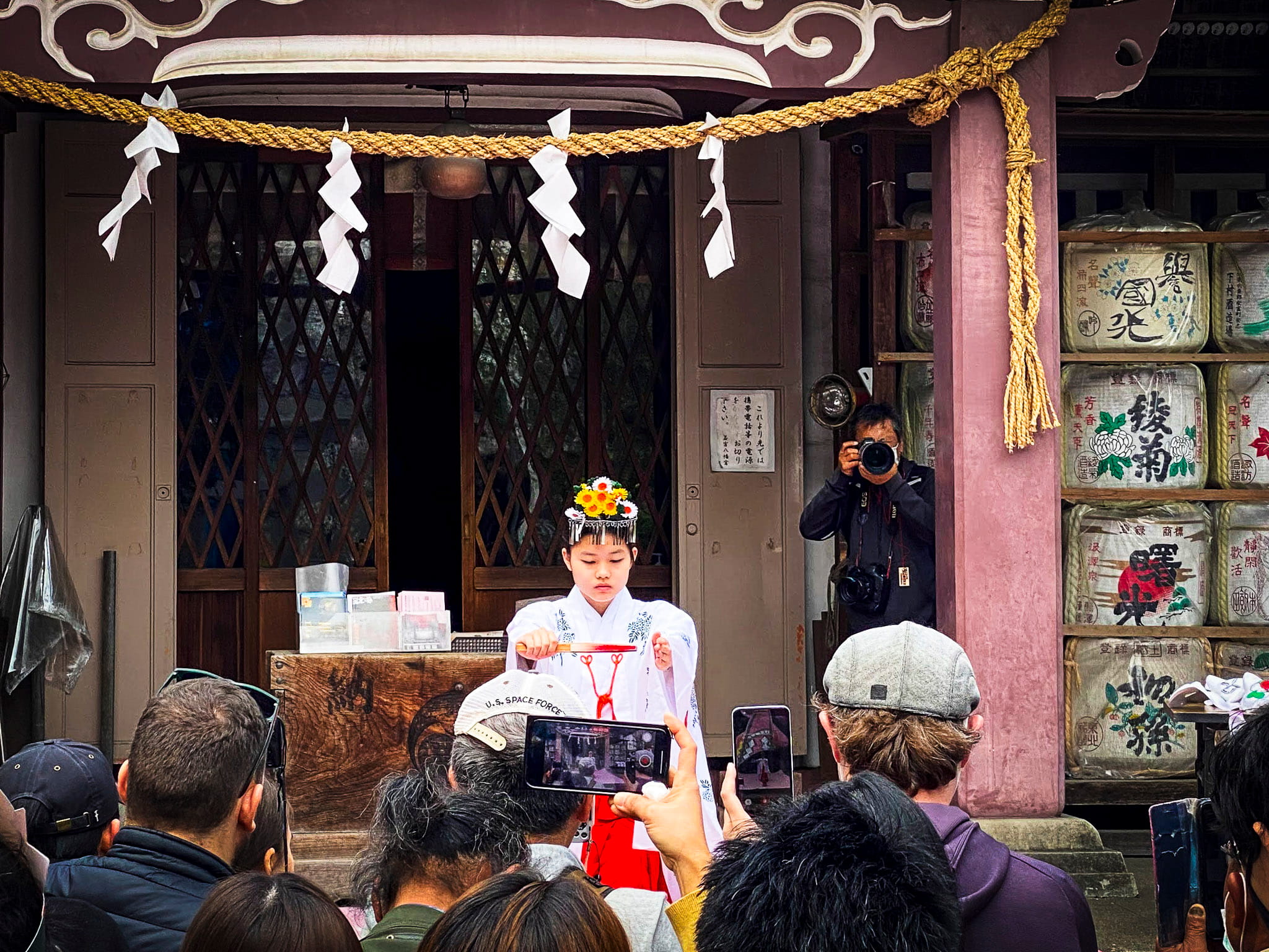Kagura dance at Kanayama Shrine during the Kanamara Festival