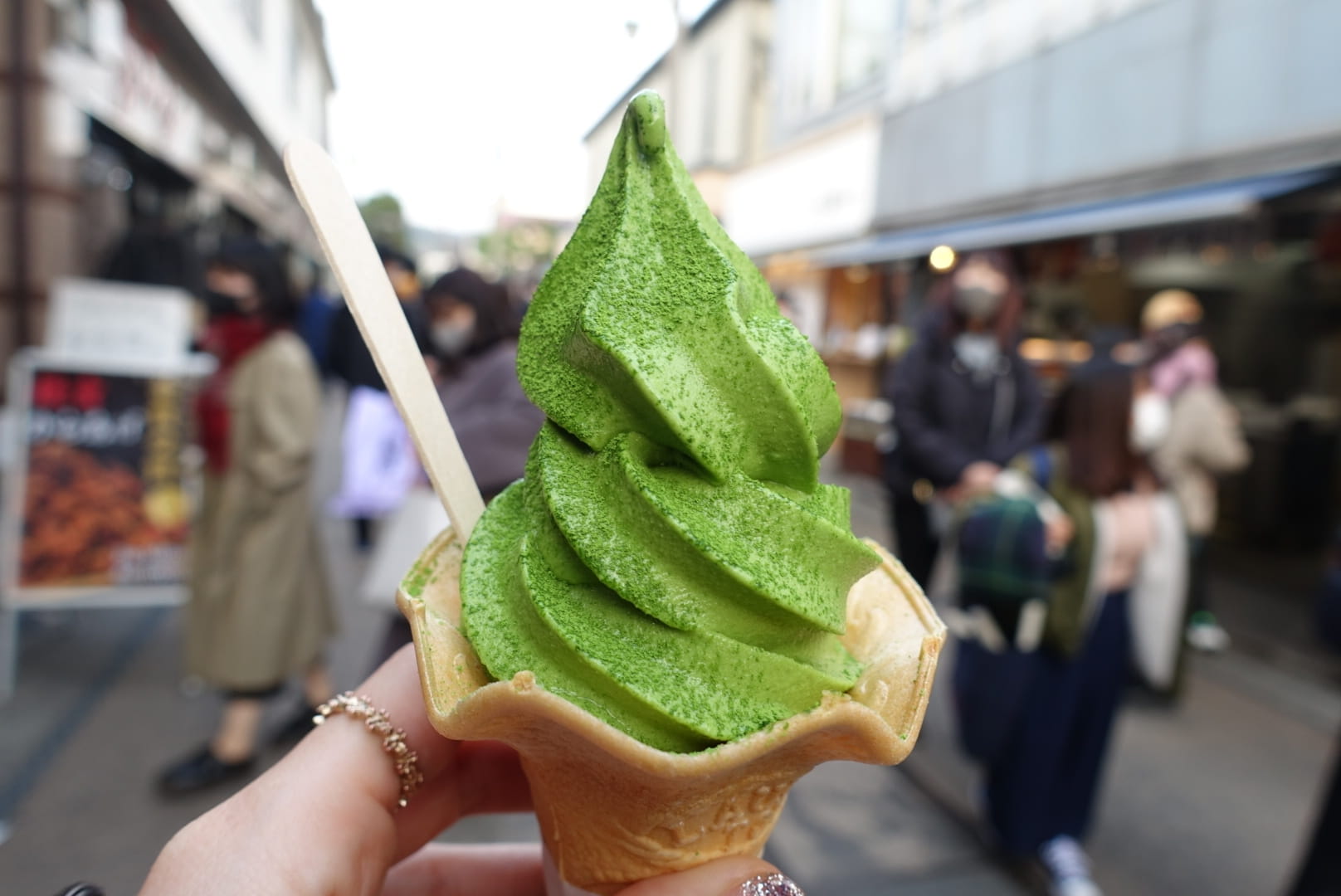 Matcha soft cream in Komachi Street in Kamakura