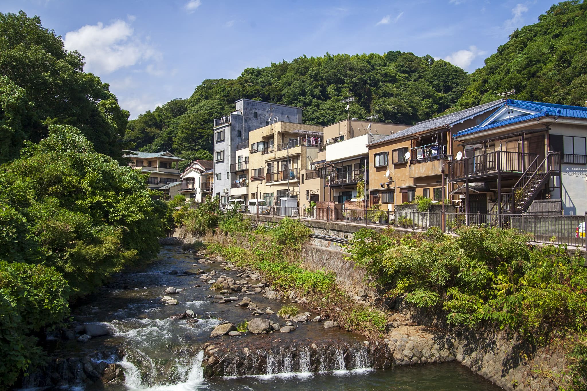 Houses along Chitose River in Yugawara Onsen