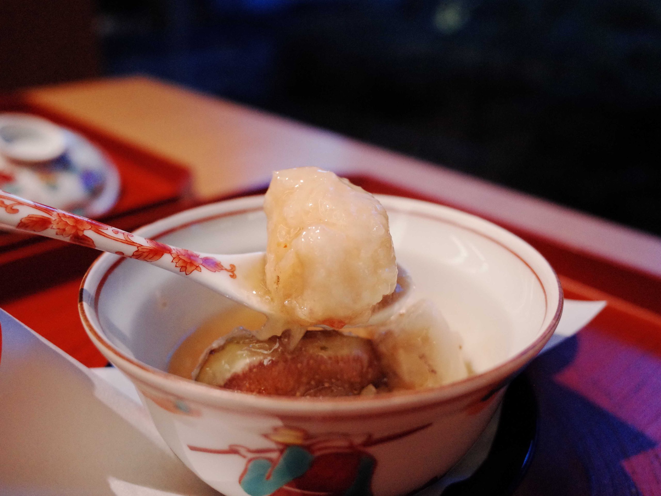 Simmered fig and eggplant in grated daikon sauce at UNKAI