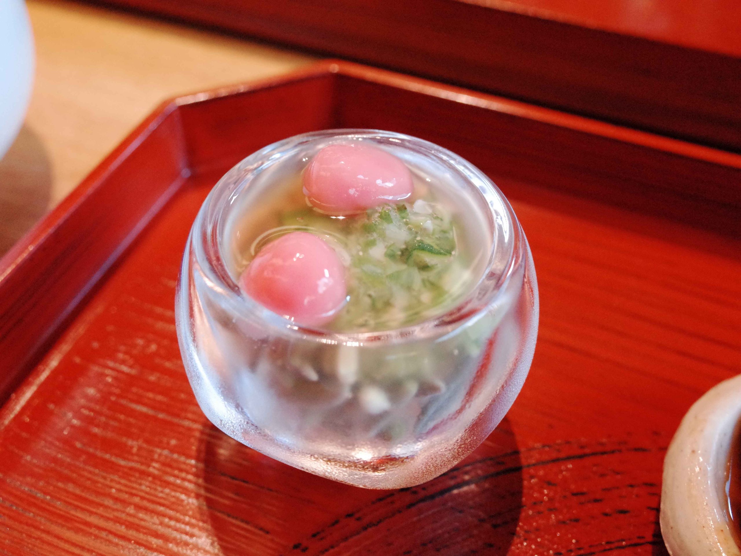 Junsai (watershield) appetizer at UNKAI kaiseki course