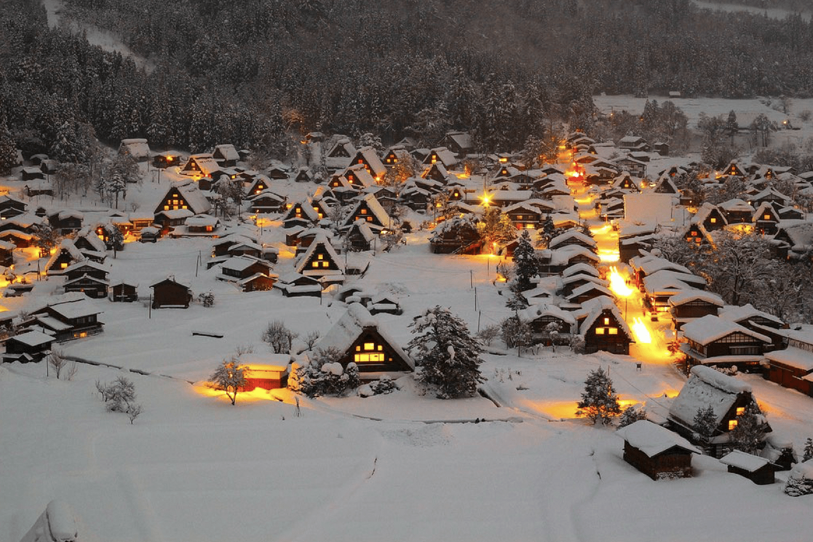 Shirakawago Village covered in snow in winter