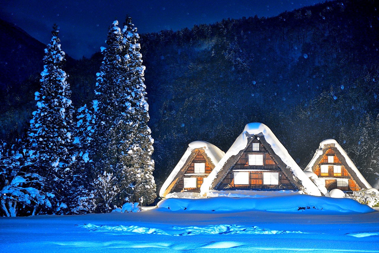 Shirakawago Village covered in snow in winter